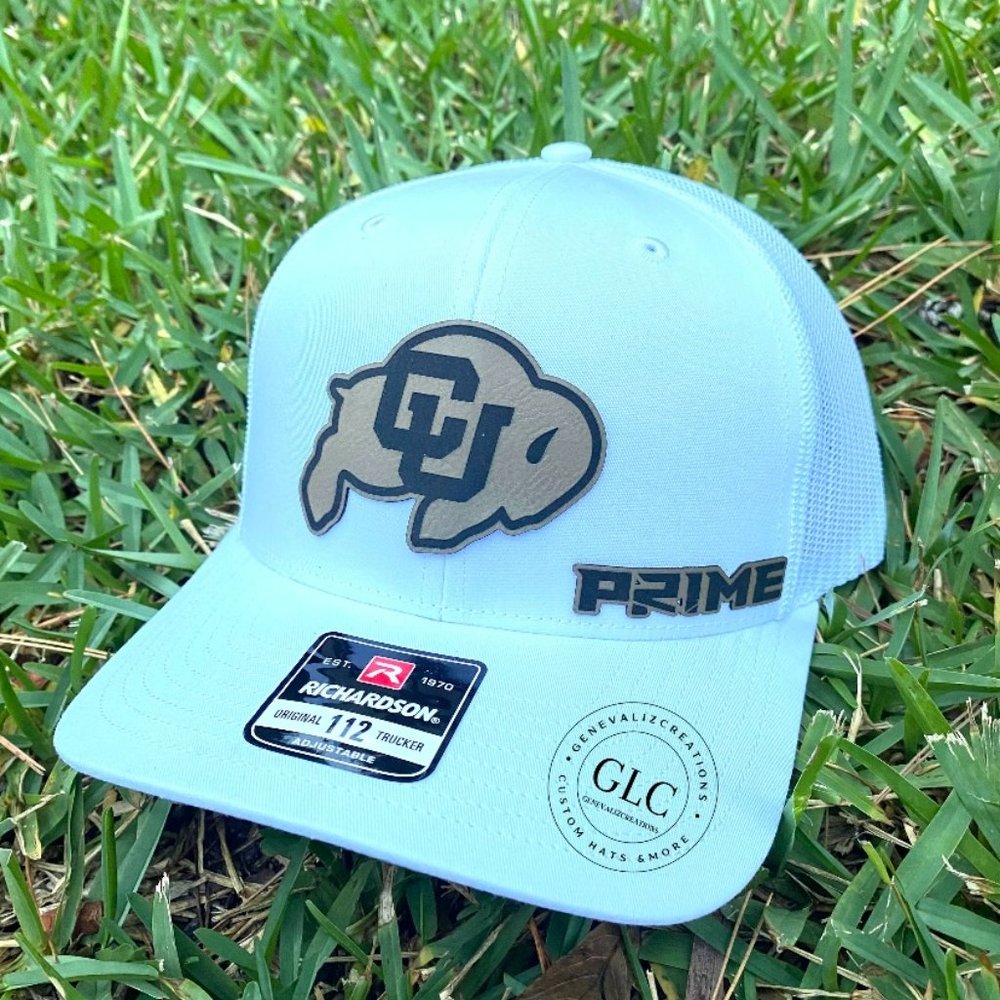 Colorado Buffaloes PRIME Custom Trucker White Hat/ Tan Leatherette